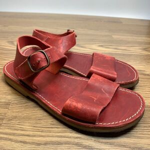 Duckfeet Lokken Womens Leather Red Flat Sandals EU 40 Slingback Danish